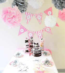 大澤典代さんのBaby shower Party Pink×Silver Gray