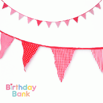 【BirthdayBank】 ファブリック パーティーバナーフラッグ レッド 【ガーランド】