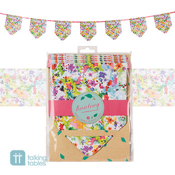 【Talking Tables】パーティーバナー 水彩風花柄 カラフル FloralFiesta