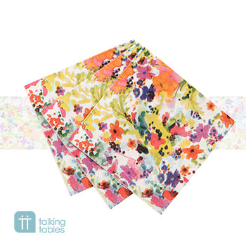 【Talking Tables】ペーパーナプキン 水彩風花柄 カラフル FloralFiesta
