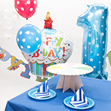 【1stバースデーパッケージ】1歳誕生日飾り付け+テーブルウェアセット　ボーイ(ポンプ付)