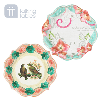 【Talking Tables】 紙皿 フラワー&鳥 2種×6セット 計12枚 プレート