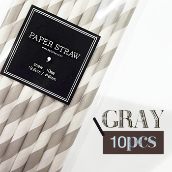 PAPERSTRAW ペーパーストロー 紙ストロー グレー シルバー GRAY 10本入